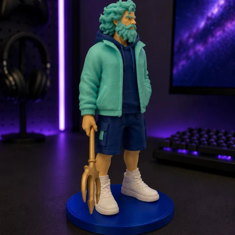 urban tides poseidon - modern streetwear god of the sea figurine (15 cm) - fictioo