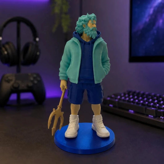 Urban Tides Poseidon - Modern Streetwear God of the Sea Figurine (15 cm) - Fictioo