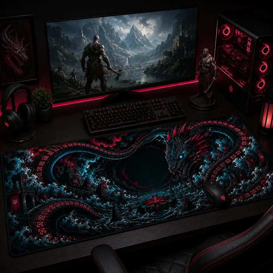 world serpent eternal coil gaming deskmat - fictioo