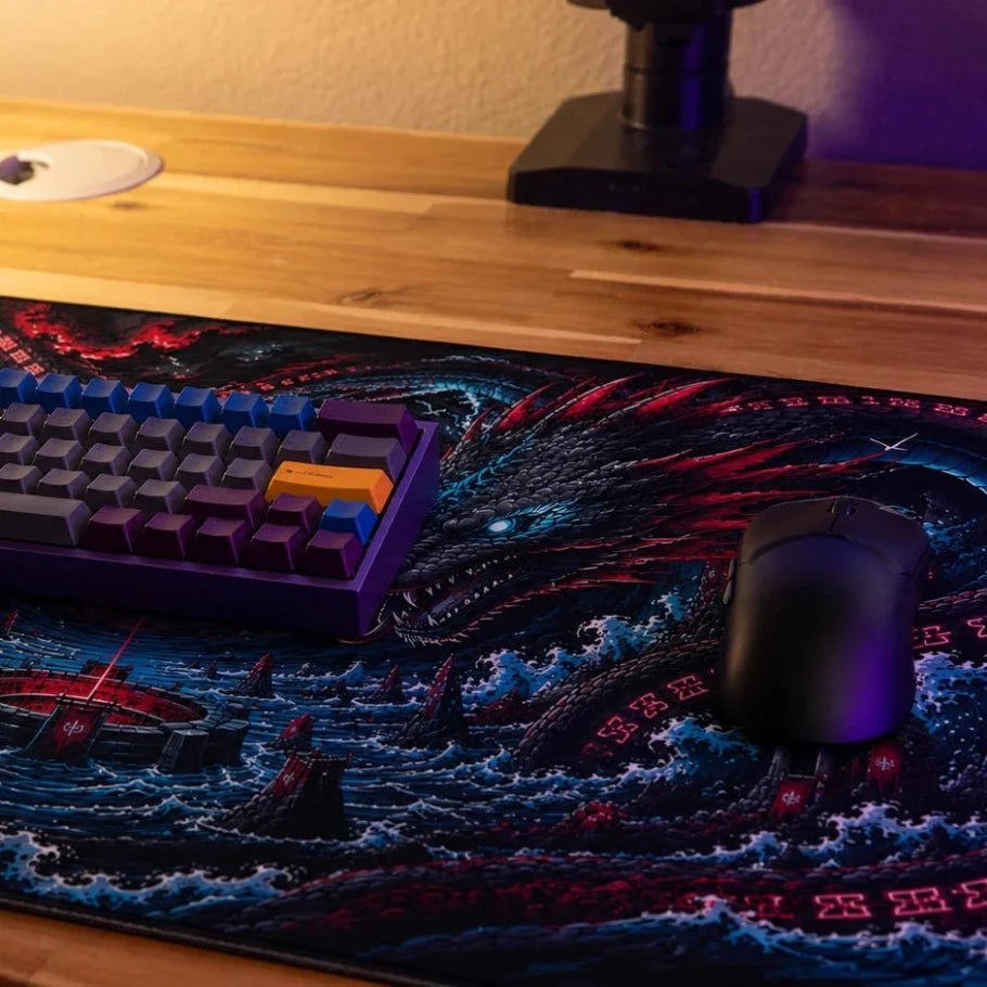 world serpent eternal coil gaming deskmat | xl extended mouse pad - fictioo